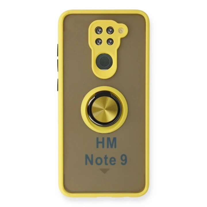Mey İthalat®   Redmi Note 9 Kılıf Montreal Yüzüklü Silikon Kapak - Sarı