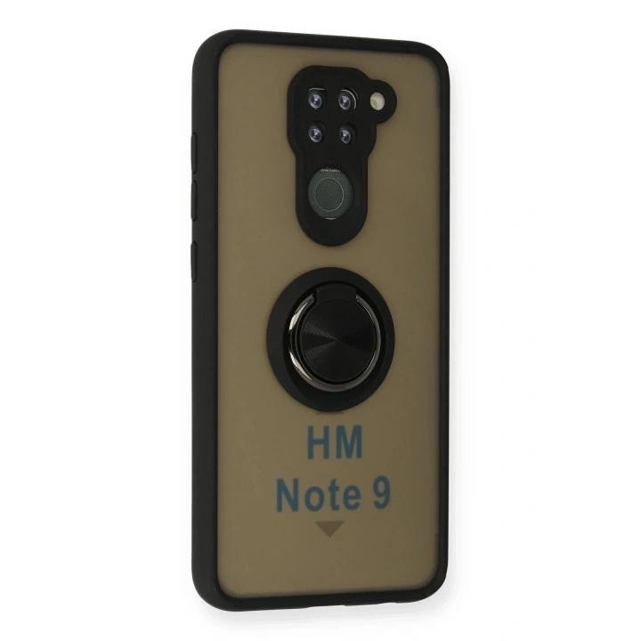 Mey İthalat®   Redmi Note 9 Kılıf Montreal Yüzüklü Silikon Kapak - Siyah