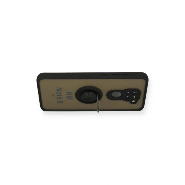 Mey İthalat®   Redmi Note 9 Kılıf Montreal Yüzüklü Silikon Kapak - Siyah