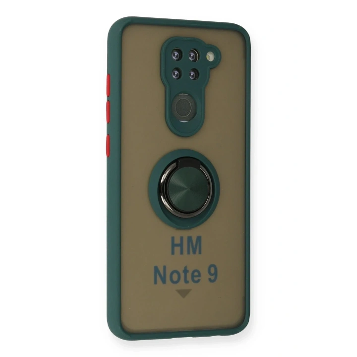 Mey İthalat®   Redmi Note 9 Kılıf Montreal Yüzüklü Silikon Kapak - Yeşil