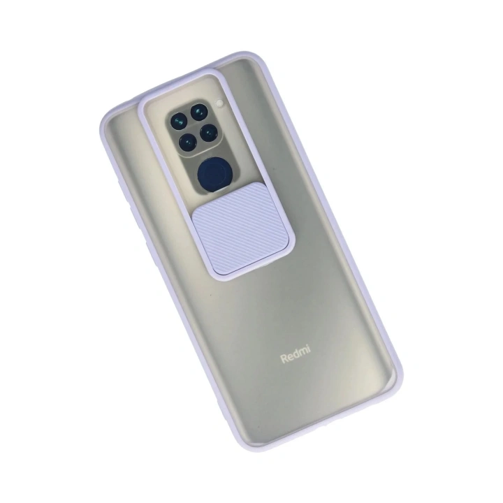 Mey İthalat®   Redmi Note 9 Kılıf Palm Buzlu Kamera Sürgülü Silikon - Lila