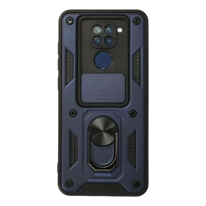 Mey İthalat®   Redmi Note 9 Kılıf Pars Lens Yüzüklü Silikon - Lacivert