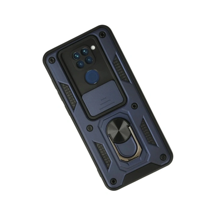 Mey İthalat®   Redmi Note 9 Kılıf Pars Lens Yüzüklü Silikon - Lacivert