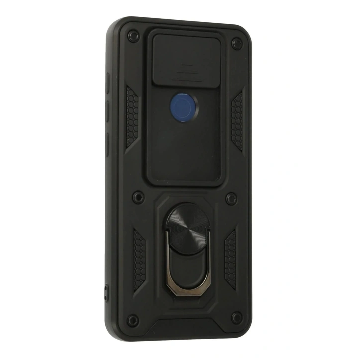 Mey İthalat®   Redmi Note 9 Kılıf Pars Lens Yüzüklü Silikon - Siyah
