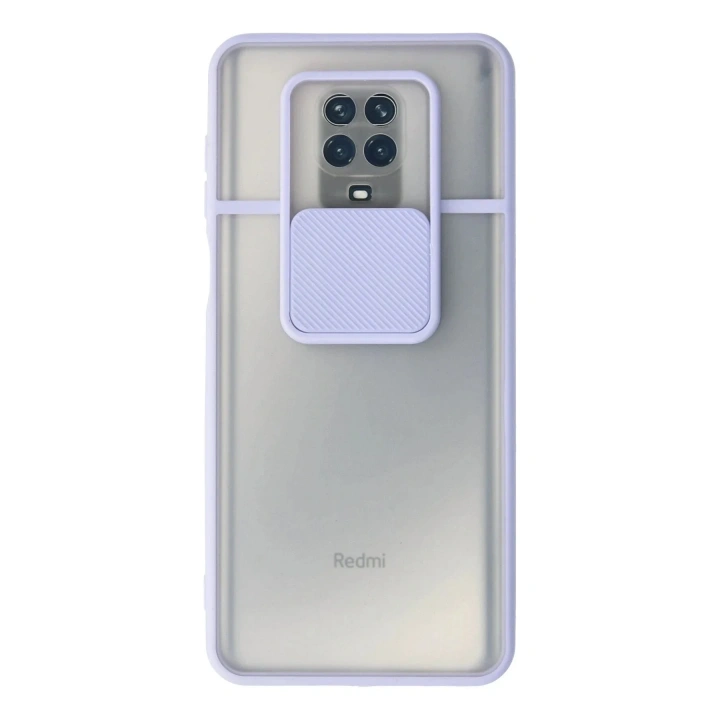 Mey İthalat®   Redmi Note 9 Pro Kılıf Palm Buzlu Kamera Sürgülü Silikon - Lila