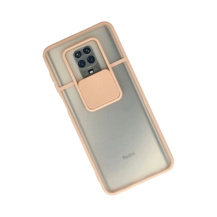Mey İthalat®   Redmi Note 9 Pro Kılıf Palm Buzlu Kamera Sürgülü Silikon - Pembe