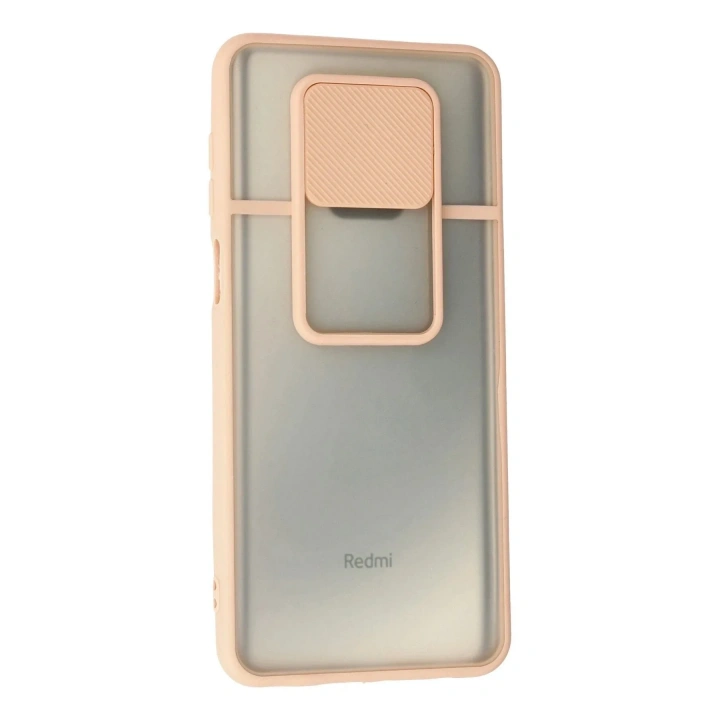 Mey İthalat®   Redmi Note 9 Pro Kılıf Palm Buzlu Kamera Sürgülü Silikon - Pembe