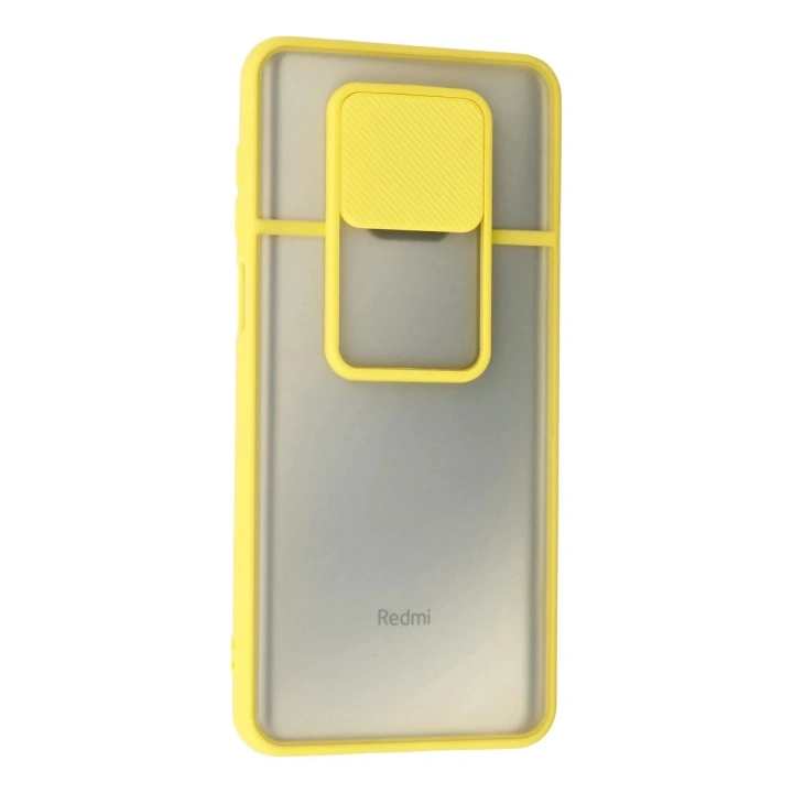 Mey İthalat®   Redmi Note 9 Pro Kılıf Palm Buzlu Kamera Sürgülü Silikon - Sarı