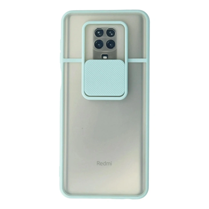 Mey İthalat®   Redmi Note 9 Pro Kılıf Palm Buzlu Kamera Sürgülü Silikon - Turkuaz