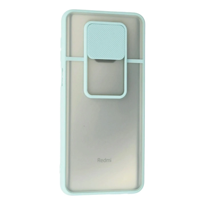 Mey İthalat®   Redmi Note 9 Pro Kılıf Palm Buzlu Kamera Sürgülü Silikon - Turkuaz