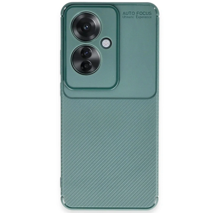 Mey İthalat®   Reno 11F Kılıf Auto Focus Karbon Kapak - Koyu Yeşil