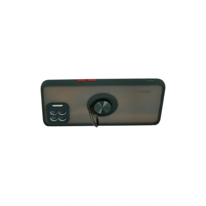 Mey İthalat®   Reno 4 Lite Kılıf Montreal Yüzüklü Silikon Kapak - Yeşil