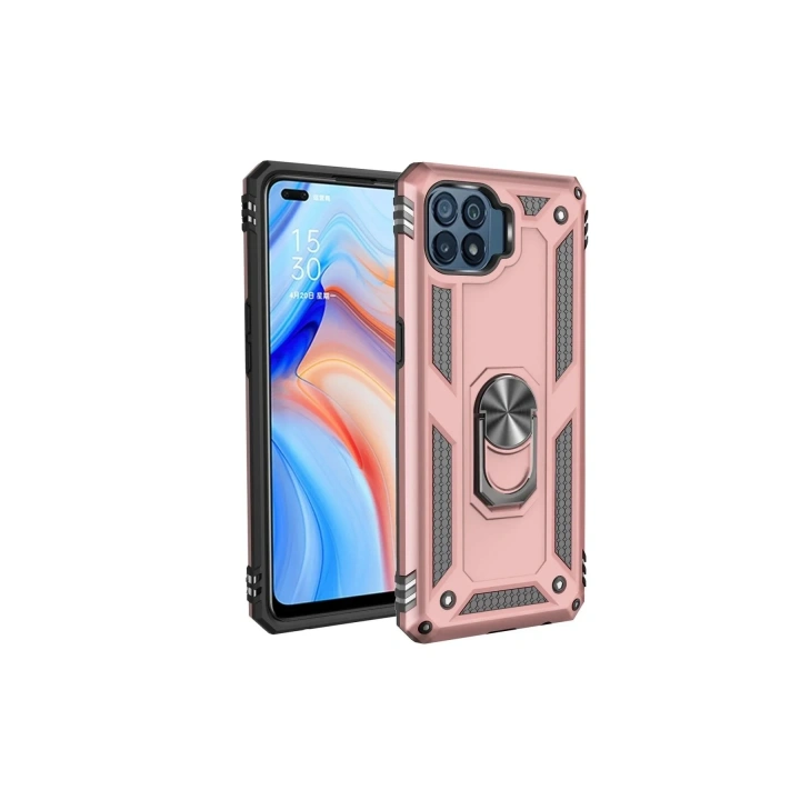 Mey İthalat®   Reno 4 Lite Kılıf Sofya Yüzüklü Silikon Kapak - Rose