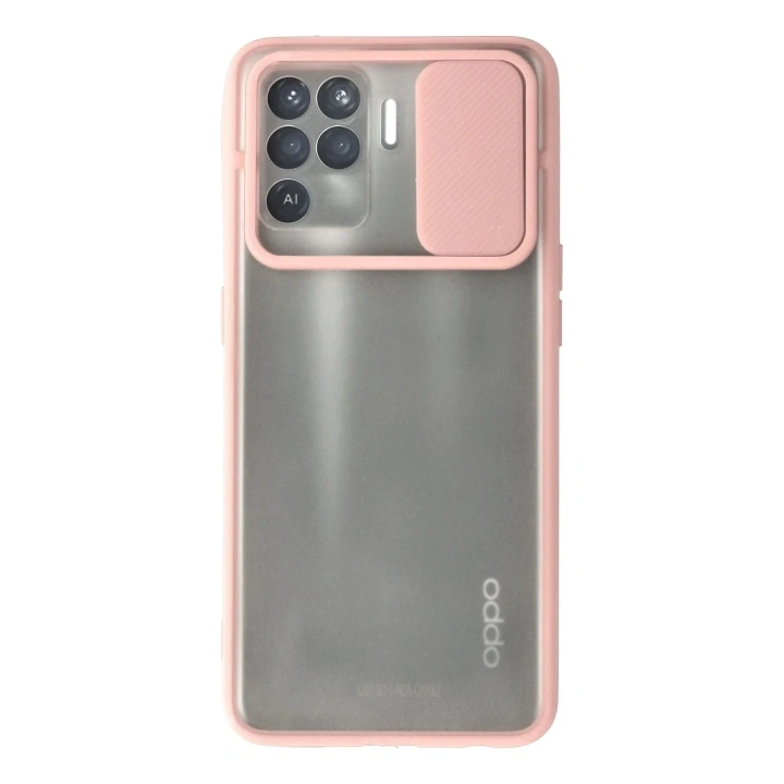 Mey İthalat®   Reno 5 Lite Kılıf Palm Buzlu Kamera Sürgülü Silikon - Pembe