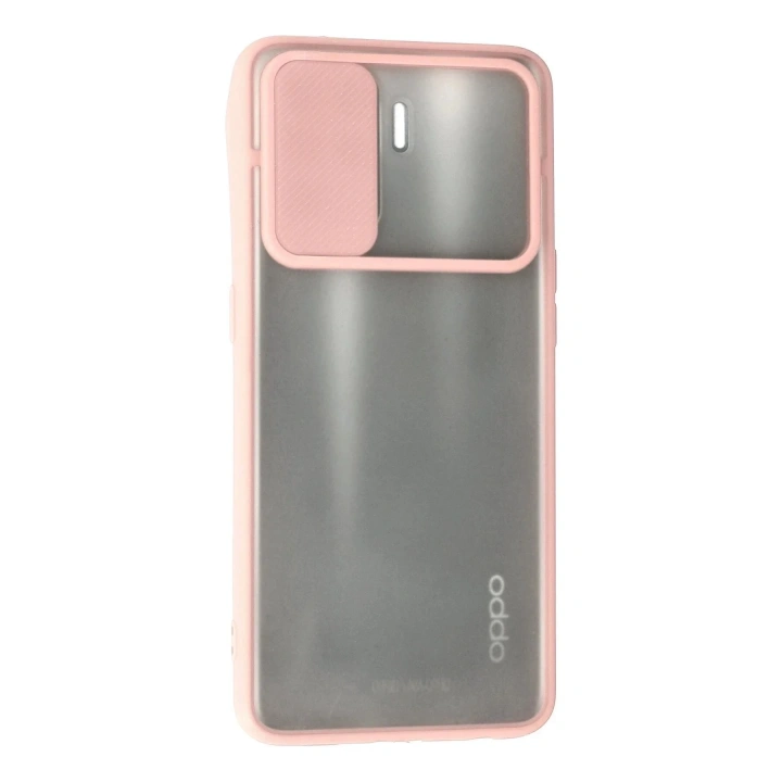 Mey İthalat®   Reno 5 Lite Kılıf Palm Buzlu Kamera Sürgülü Silikon - Pembe