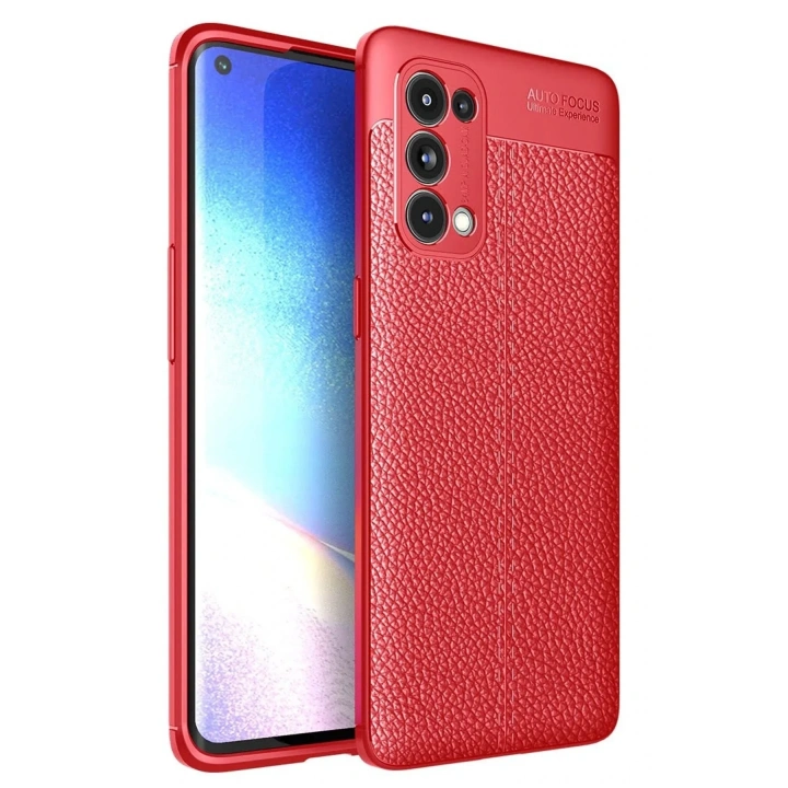 Mey İthalat®   Reno 5 Pro Kılıf Auto Focus Kapak - Kırmızı