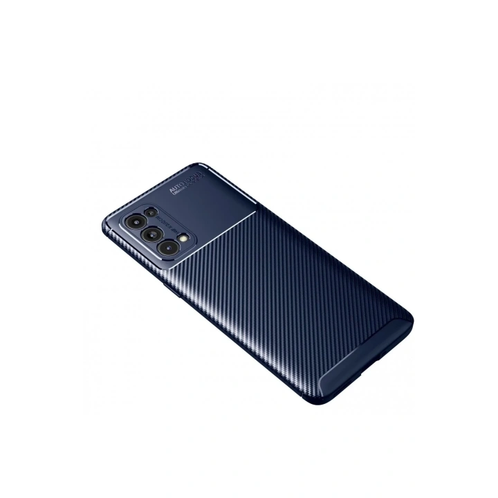 Mey İthalat®   Reno 5 Pro Kılıf Auto Focus Karbon Kapak - Lacivert
