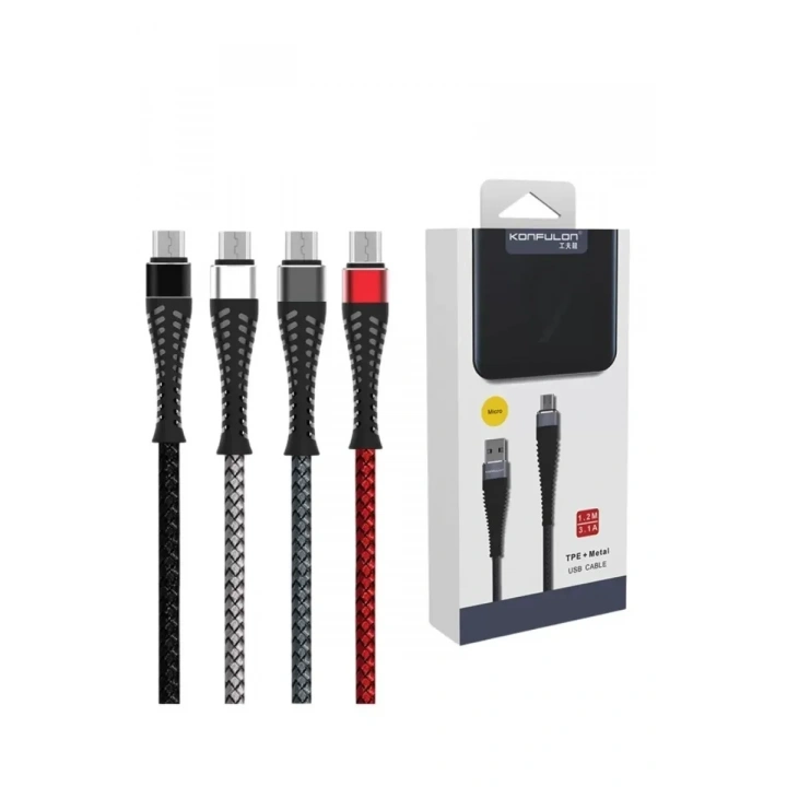 Mey İthalat®  S61 Micro USB Kablo 1.2M 2.1A - Kırmızı