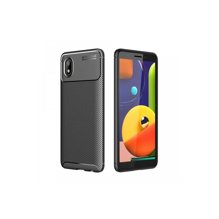Mey İthalat®  Samsung Galaxy A01 Core Kılıf Auto Focus Karbon Kapak - Siyah
