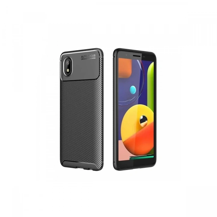 Mey İthalat®  Samsung Galaxy A01 Core Kılıf Auto Focus Karbon Kapak - Siyah