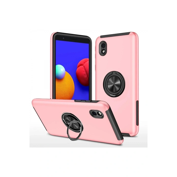 Mey İthalat®  Samsung Galaxy A01 Core Kılıf Elit Yüzüklü Kapak - Pembe