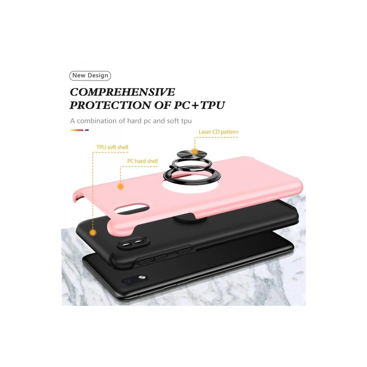 Mey İthalat®  Samsung Galaxy A01 Core Kılıf Elit Yüzüklü Kapak - Pembe