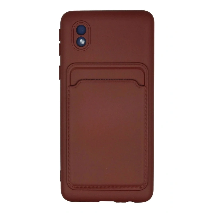 Mey İthalat®  Samsung Galaxy A01 Core Kılıf Kelvin Kartvizitli Silikon - Bordo