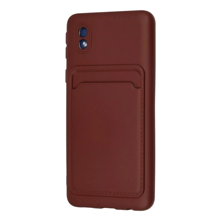 Mey İthalat®  Samsung Galaxy A01 Core Kılıf Kelvin Kartvizitli Silikon - Bordo