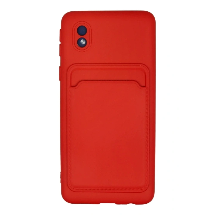 Mey İthalat®  Samsung Galaxy A01 Core Kılıf Kelvin Kartvizitli Silikon - Kırmızı