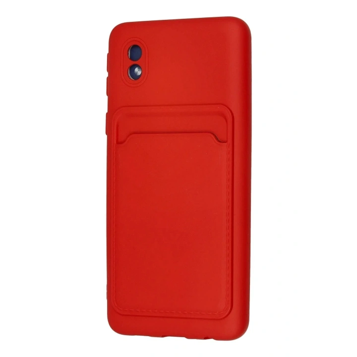 Mey İthalat®  Samsung Galaxy A01 Core Kılıf Kelvin Kartvizitli Silikon - Kırmızı