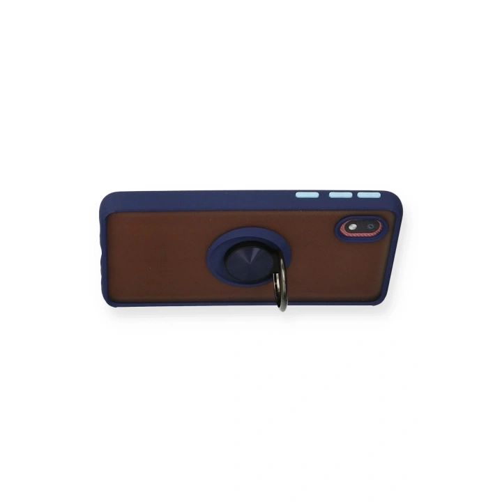 Mey İthalat®  Samsung Galaxy A01 Core Kılıf Montreal Yüzüklü Silikon Kapak - Lacivert