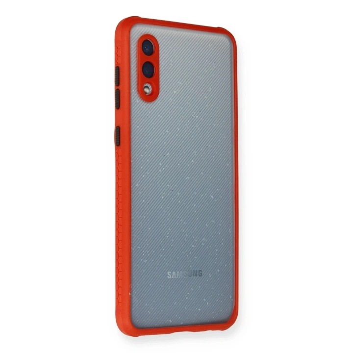 Mey İthalat®  Samsung Galaxy A02 Kılıf Miami Şeffaf Silikon - Kırmızı