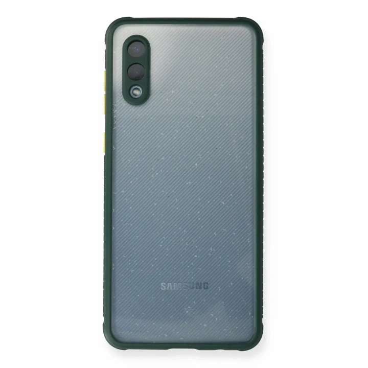 Mey İthalat®  Samsung Galaxy A02 Kılıf Miami Şeffaf Silikon - Koyu Yeşil