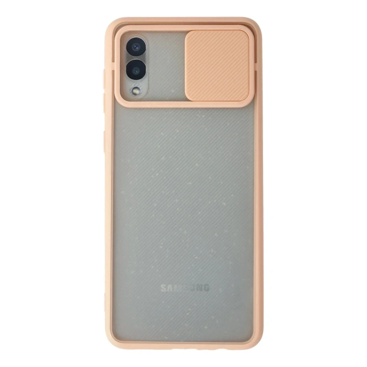 Mey İthalat®  Samsung Galaxy A02 Kılıf Palm Buzlu Kamera Sürgülü Silikon - Pembe