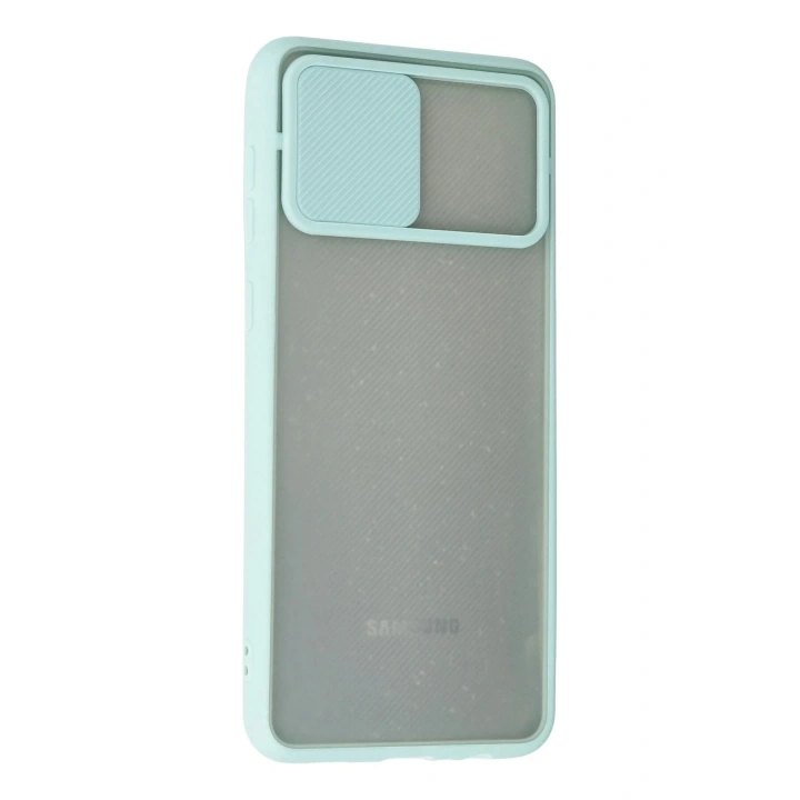 Mey İthalat®  Samsung Galaxy A02 Kılıf Palm Buzlu Kamera Sürgülü Silikon - Turkuaz