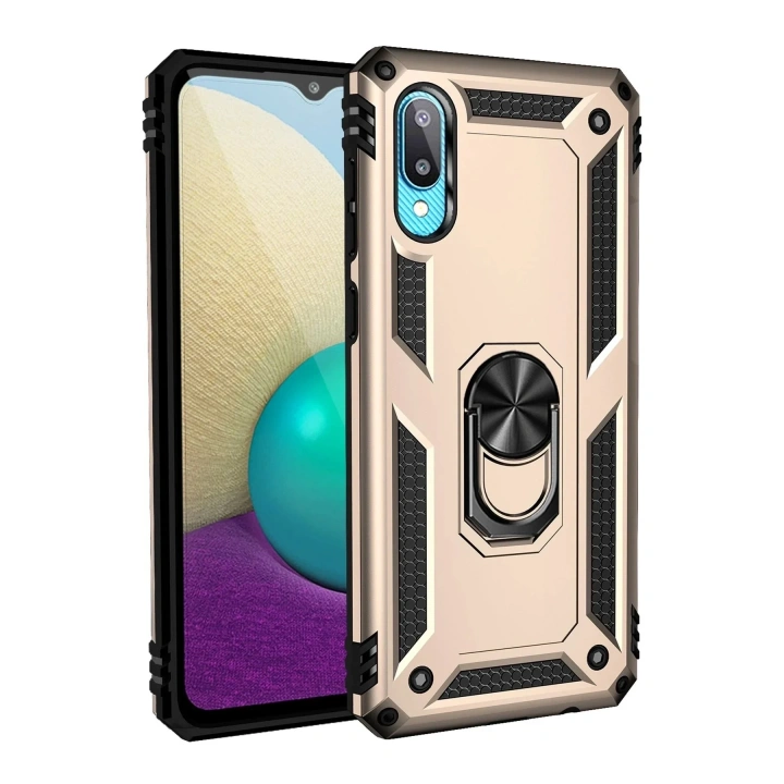 Mey İthalat®  Samsung Galaxy A02 Kılıf Sofya Yüzüklü Silikon Kapak - Gold
