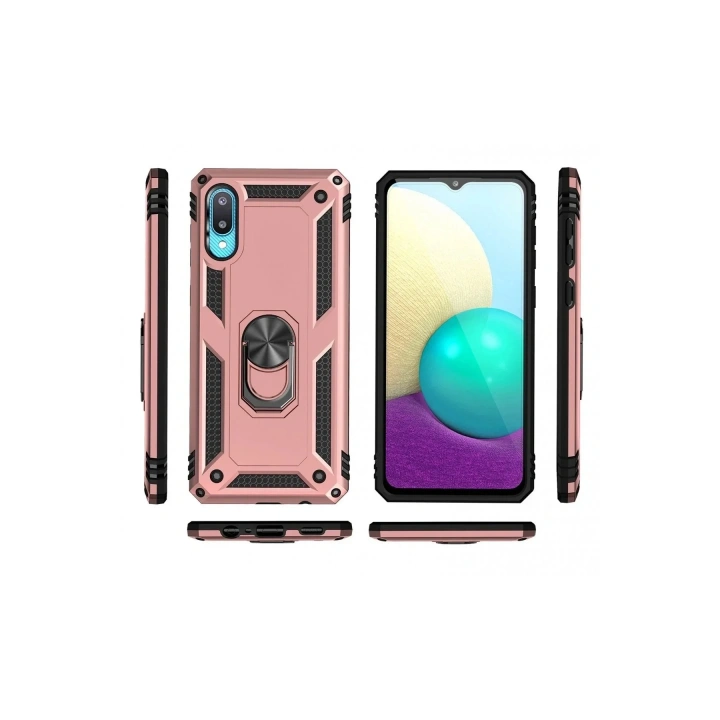 Mey İthalat®  Samsung Galaxy A02 Kılıf Sofya Yüzüklü Silikon Kapak - Rose