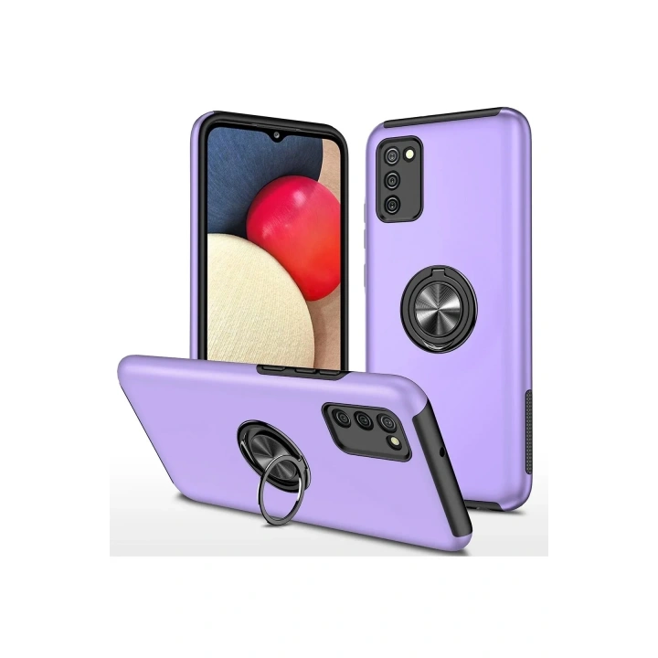 Mey İthalat®  Samsung Galaxy A02S Kılıf Elit Yüzüklü Kapak - Mor