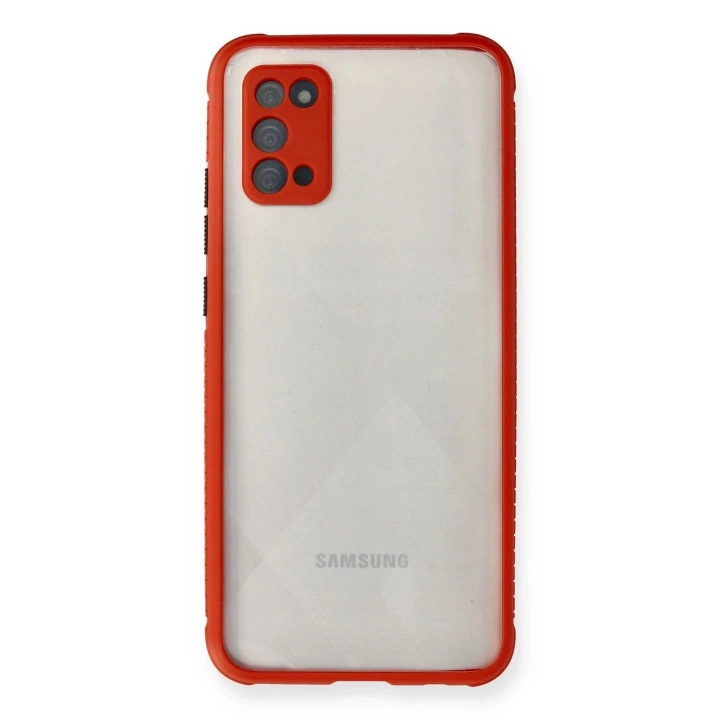 Mey İthalat®  Samsung Galaxy A02S Kılıf Miami Şeffaf Silikon - Kırmızı