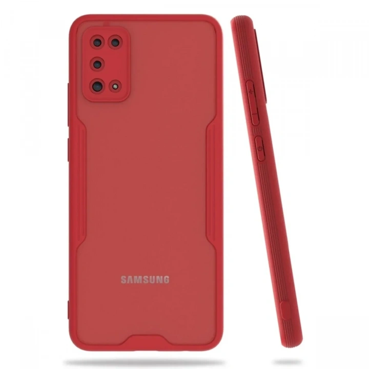 Mey İthalat®  Samsung Galaxy A02S Kılıf Platin Silikon - Kırmızı