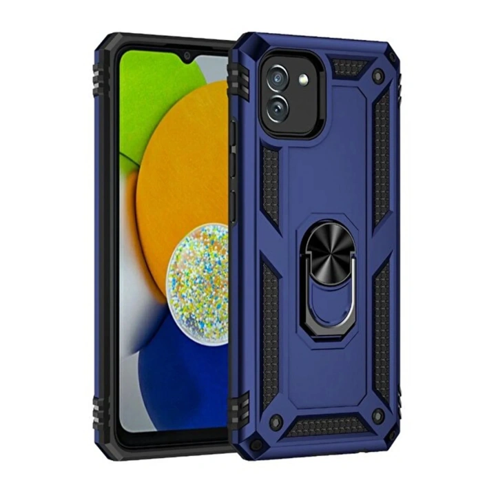 Mey İthalat®  Samsung Galaxy A03 Kılıf Sofya Yüzüklü Silikon Kapak - Lacivert
