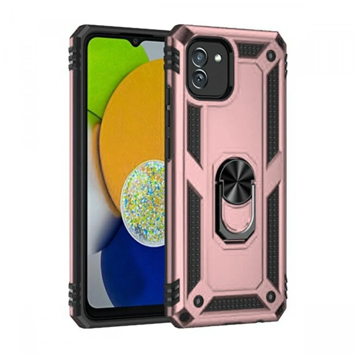 Mey İthalat®  Samsung Galaxy A03 Kılıf Sofya Yüzüklü Silikon Kapak - Rose