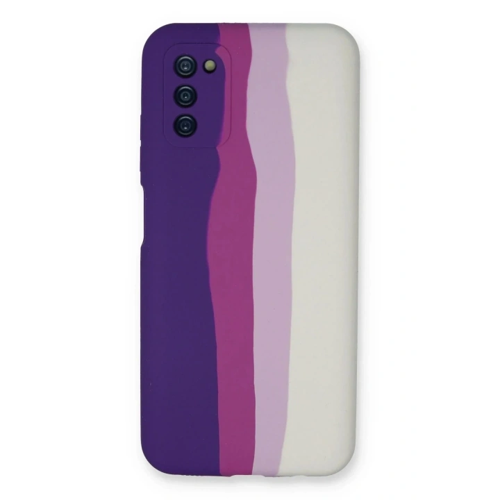 Mey İthalat®  Samsung Galaxy A03S Kılıf Ebruli Lansman Silikon - Mor-Beyaz