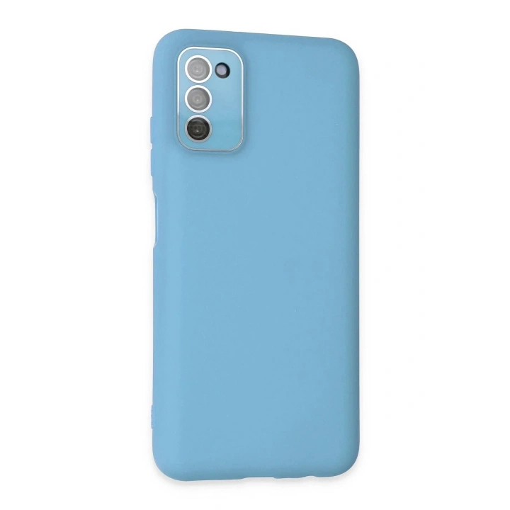 Mey İthalat®  Samsung Galaxy A03S Kılıf Lansman Glass Kapak - Mavi