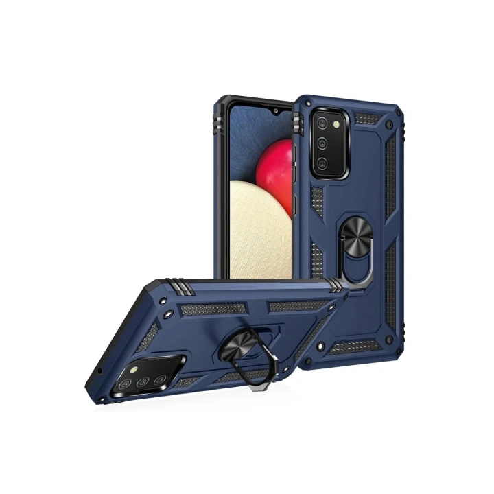 Mey İthalat®  Samsung Galaxy A03S Kılıf Sofya Yüzüklü Silikon Kapak - Lacivert