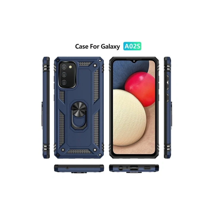 Mey İthalat®  Samsung Galaxy A03S Kılıf Sofya Yüzüklü Silikon Kapak - Lacivert