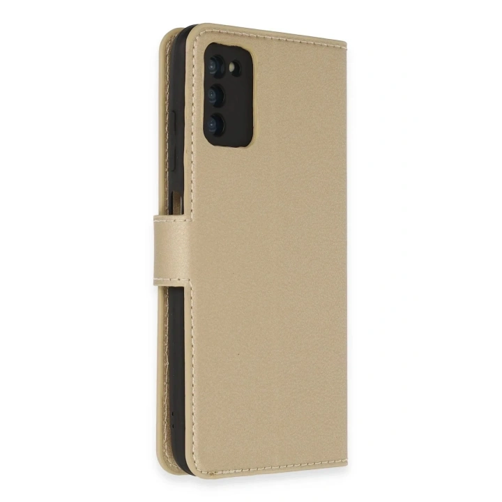 Mey İthalat®  Samsung Galaxy A03S Kılıf Trend S Plus Kapaklı Kılıf - Gold
