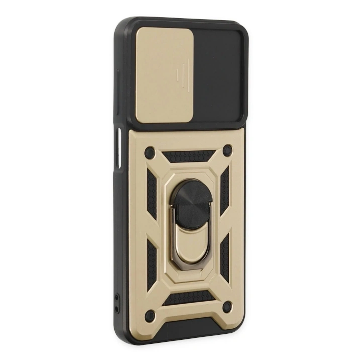 Mey İthalat®  Samsung Galaxy A04S Kılıf Pars Lens Yüzüklü Silikon - Gold