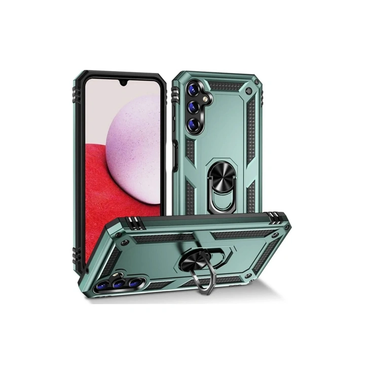 Mey İthalat®  Samsung Galaxy A04S Kılıf Sofya Yüzüklü Silikon Kapak - Yeşil