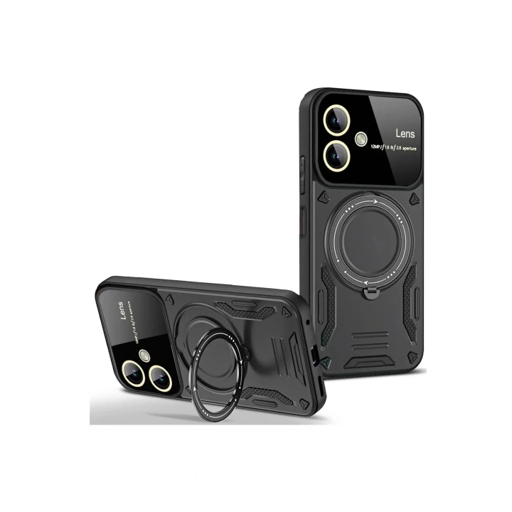 Mey İthalat®  Samsung Galaxy A05 Kılıf Joy Lens Standlı Kapak - Siyah
